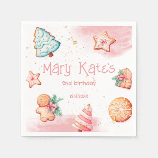 クリスマスクッキーツスイーツ スタンダードカクテルナプキン (正面)