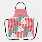 クリスマスクッキーツリーベーキングチームネームペパーミント エプロン (正面)