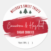 クリスマスクッキーデザートフレーバーフェスティバルレッドグリーン ラウンドシール (正面)