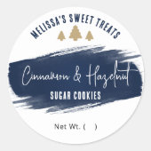 クリスマスクッキーネイビーエレガント金ゴールドホリデーベーキング ラウンドシール (正面)