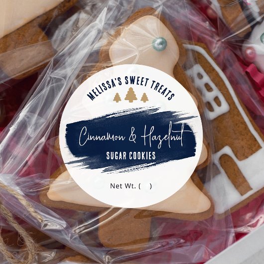 クリスマスクッキーネイビーエレガント金ゴールドホリデーベーキング ラウンドシール