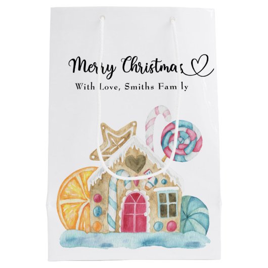 クリスマスクッキーハウス – Merry Christmas ミディアムペーパーバッグ (裏面)