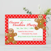 クリスマスクッキーパーティージンジャーパン水玉模様 招待状 (スタンド正面)