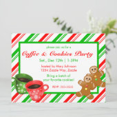クリスマスクッキーパーティージンジャーブレッドマンストライプ 招待状 (スタンド正面)