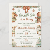 クリスマスクッキーパーティーベビーシャワー 招待状 (正面/裏面)