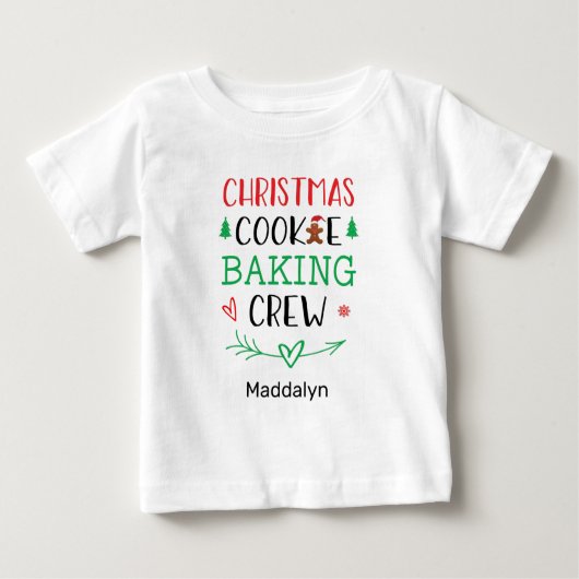クリスマスクッキーベーキングクルー家族の子名 ベビーTシャツ (正面)