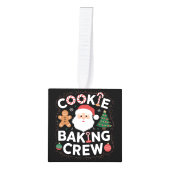 クリスマスクッキーベーキングクルー家族クリスマス キューブオーナメント (正面)