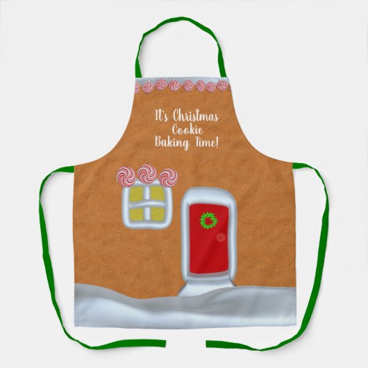 クリスマスクッキーベーキングジンジャーブレッドハウスエプロン エプロン (正面)
