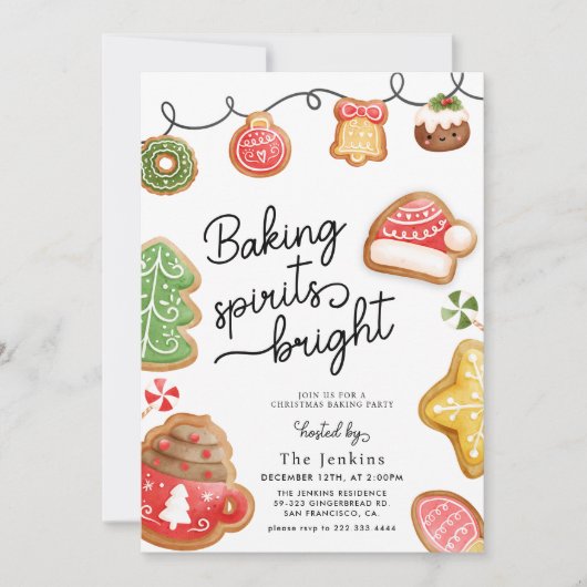 クリスマスクッキーベーキングパーティの招待状 招待状 (正面)