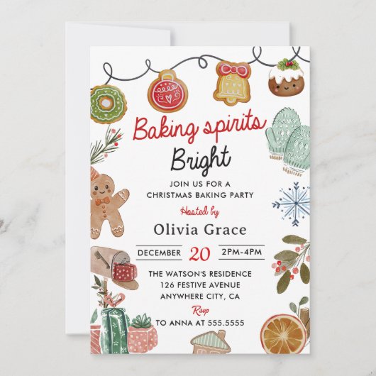 クリスマスクッキーベーキングパーティー 招待状 (正面)