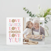 クリスマスクッキーベーキングファミリーフォトホリデー カード (スタンド正面)