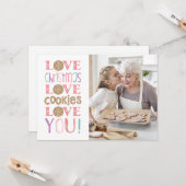 クリスマスクッキーベーキングファミリーフォトホリデー カード (正面/裏面インサイチュ)