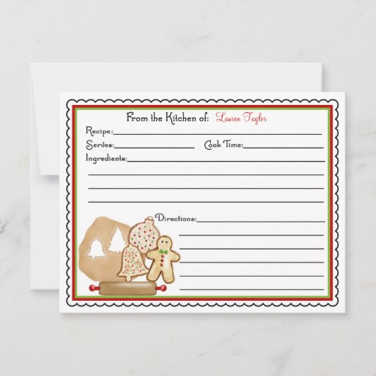 クリスマスクッキーベーキング料理レシピカード 招待状 (正面)