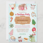 クリスマスクッキーホットココアパーティーの招待状 シーズンカード (正面)