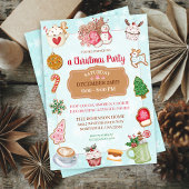 クリスマスクッキーホットココアパーティーの招待状 シーズンカード