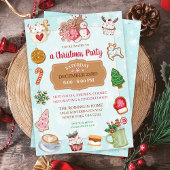 クリスマスクッキーホットココアパーティーの招待状 シーズンカード