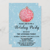 クリスマスクッキーホリデーパーティレッドボールブルースノー 招待状 (正面/裏面)