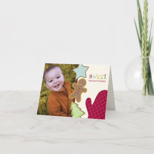 クリスマスクッキーホリデーフォトカード シーズンカード (正面)