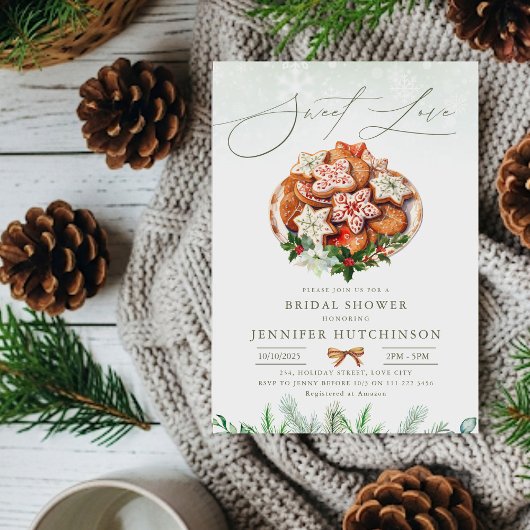 クリスマスクッキーホリデーブライダルシャワースウィートラブ 招待状