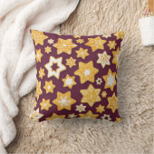 クリスマスクッキーリースと深いプラム背景 クッション (ブランケット)