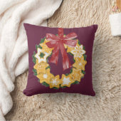 クリスマスクッキーリースと深いプラム背景 クッション (ブランケット)