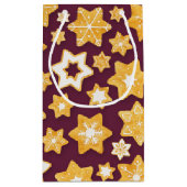 クリスマスクッキーリースと深いプラム背景 スモールペーパーバッグ (裏面)