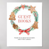 クリスマスクッキーリースベビーシャワーゲストブックス ポスター (正面)