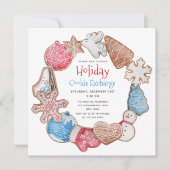 クリスマスクッキーリースホリデークッキー交換 招待状 (正面)