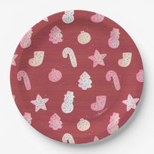 クリスマスクッキーレッド紙プレート