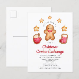 クリスマスクッキー交換かわいいジンジャーブレッドマン インビテーションポストカード
