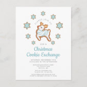 クリスマスクッキー交換かわいいトナカイ インビテーションポストカード (正面)