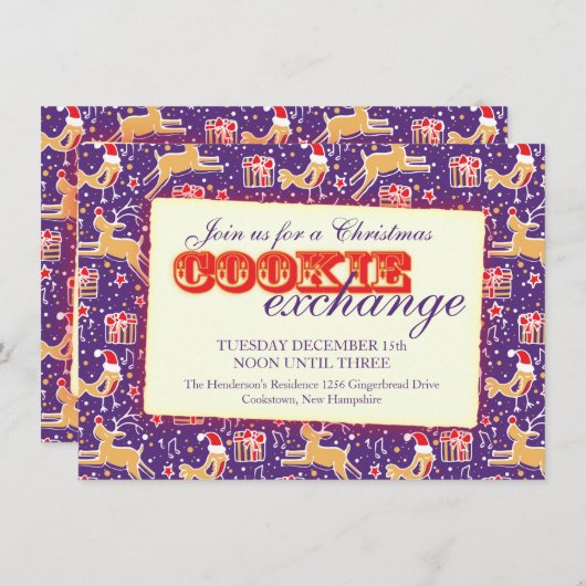 クリスマスクッキー交換とエチケット招待状 招待状 (正面/裏面)