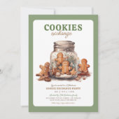 クリスマスクッキー交換の招待ホリデーパーティー 招待状 (正面)