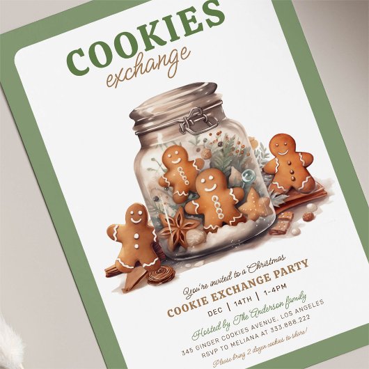 クリスマスクッキー交換の招待ホリデーパーティー 招待状