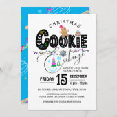 クリスマスクッキー交換カラフル休日 招待状 (正面/裏面)