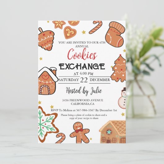 クリスマスクッキー交換クリスマスパーティー 招待状 (スタンド正面)
