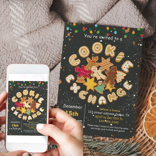 クリスマスクッキー交換ジンジャーブレッドパーティー 招待状