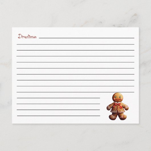 クリスマスクッキー交換ジンジャーブレッドマンレシピ ポストカード (裏面)