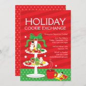 クリスマスクッキー交換ディナーパーティの招待状 招待状 (正面/裏面)