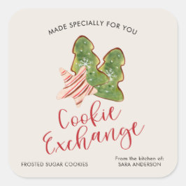 クリスマスクッキー交換トレンディー水色 スクエアシール