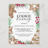 クリスマスクッキー交換パーティの招待状 ポストカード (正面)