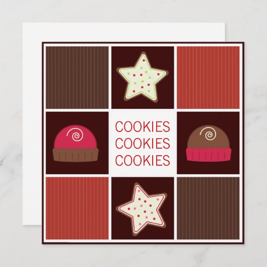 クリスマスクッキー交換パーティの招待状 招待状 (正面/裏面)