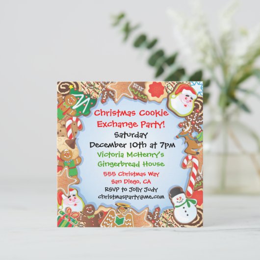 クリスマスクッキー交換パーティの招待状 招待状 (スタンド正面)