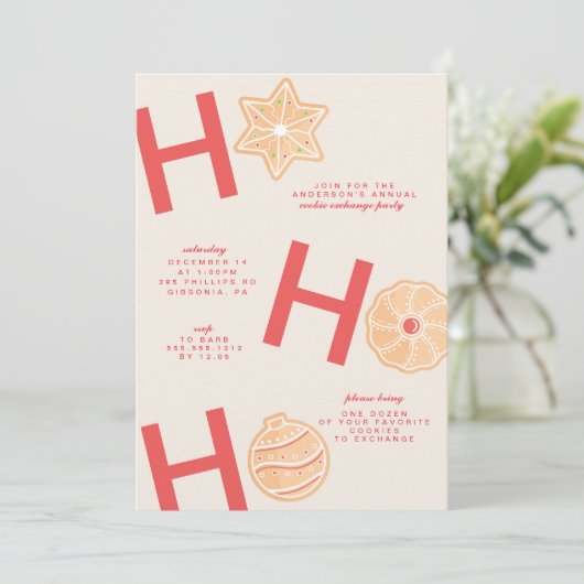 クリスマスクッキー交換パーティの招待状 招待状 (スタンド正面)