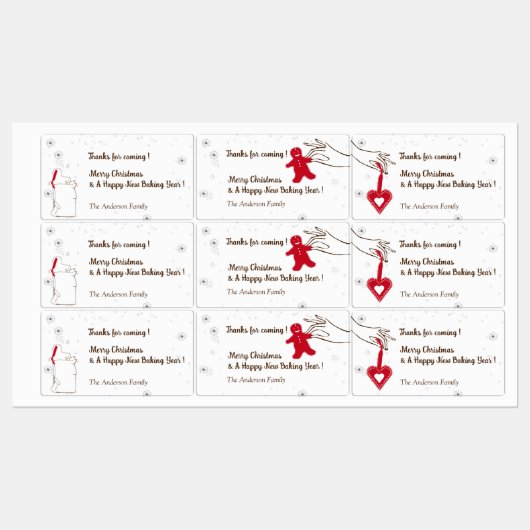 クリスマスクッキー交換パーティーありがとう ラベル (シート)