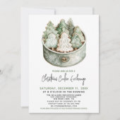 クリスマスクッキー交換パーティーエレガントグリーンツリー 招待状 (正面)