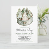 クリスマスクッキー交換パーティーエレガントグリーンツリー 招待状 (スタンド正面)