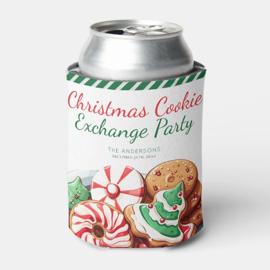 クリスマスクッキー交換パーティーフェスティバルグリーン 缶クーラー (缶正面)