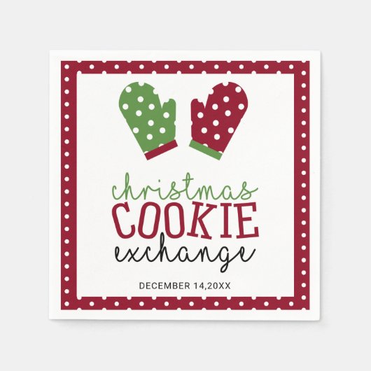 クリスマスクッキー交換パーティーホリデーオーブンミッツ スタンダードカクテルナプキン (正面)