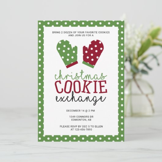 クリスマスクッキー交換パーティーホリデーオーブンミッツ 招待状 (スタンド正面)